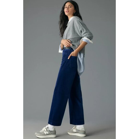 Maeve Anthropologie Colette Corduroy Wide-Leg Pants Womens Size 18W Blue Boho - Picture 10 of 10
